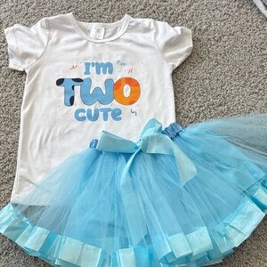New w/o tags I'm Two Cute T-Shirt and Tutu Set